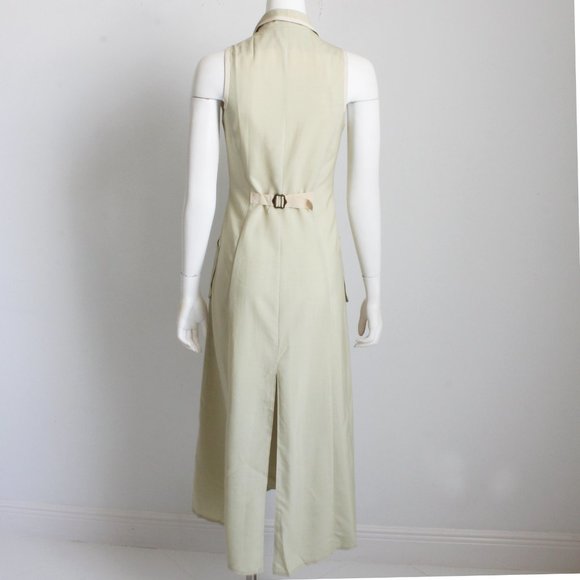 Ivoire de Laurence Paris Dress Celery Midi Sleeveless Linen France - Picture 4 of 9